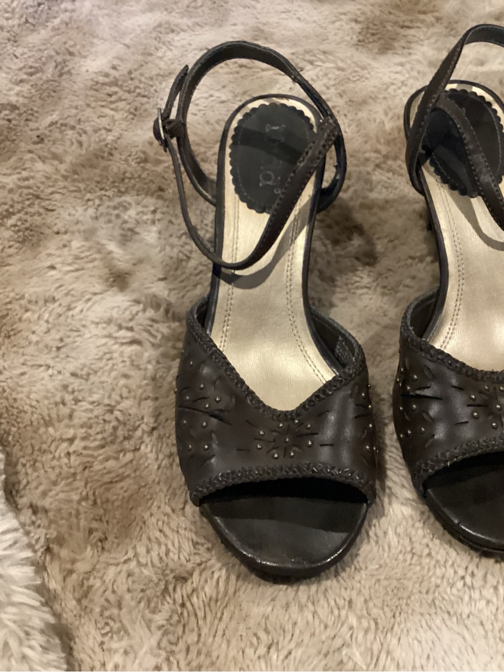 Mudd Brown Studded Open-Toe Ankle Strap Heels